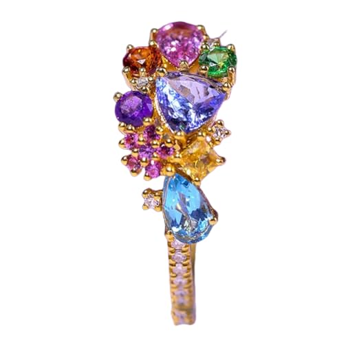 Synthetic Tanzanite Secret Garden Jewelry Set Multi Stone Cluster Ring Pendant for Women von Sumpgle
