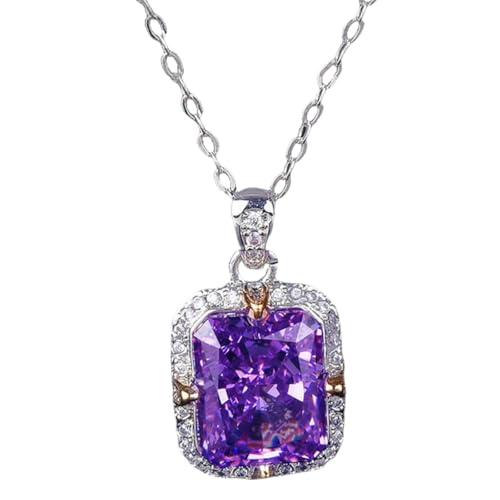 Two-tone Gold Jewelry Set Apple Green Ice Cut Pendant Necklace Amethyst Ring for Special Occasions and Gifts von Sumpgle