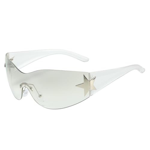 UV400-Schutz, Rundum-Sonnenbrille, nahtloser Sternakzent-Rahmen, Unisex, leichtes Design, Geschenk für den täglichen Gebrauch, Transparentes/leichtes Quecksilber von Sumpgle