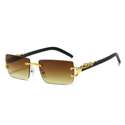 UV400-Schutz-Sonnenbrille, rahmenlos, Cut-Edge-Design mit Katzenmuster-Bügeln, Unisex, Geschenk für den Außenbereich, Doppeltes Blaugrün UV400-Schutz-Sonnenbrille, rahmenlos, Cut-Edge-Design mit Katzenmuster-Bügeln, Unisex, Geschenk für den Außenbereich, Doppeltes Blaugrün von Sumpgle