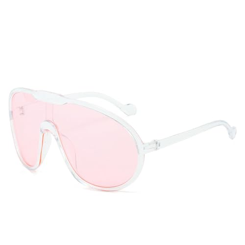 Vollrahmen-Sonnenbrille, UV400-Schutz, übergroße Linse für Outdoor-Straßenfotografie, Unisex, Geschenk für Erwachsene, Transparent/Hellrosa von Sumpgle