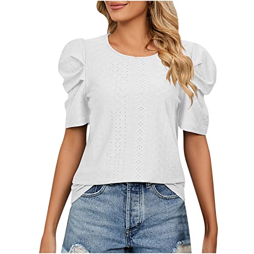 Damen Tshirt Elegant Einfarbige Tshirts Basic Kurzarm Bekleidung Teenager Mädchen Shirts Lose Einfarbig Tunika Frauen Herzausschnitt Große Größen Blusen Elegante Pullover Oberteil Weiss S von Sumuqi