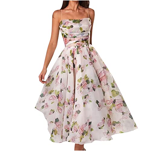 Sommerkleid Damen Sommer Boho-Kleid Drucken Frauen Basic Oberteil Maxi Kleider Elegant Festlich Frau Hemdblusenkleid Festlich Hochzeitskleid Teenager Mädchen Boho Kleid Strandkleid von Sumuqi