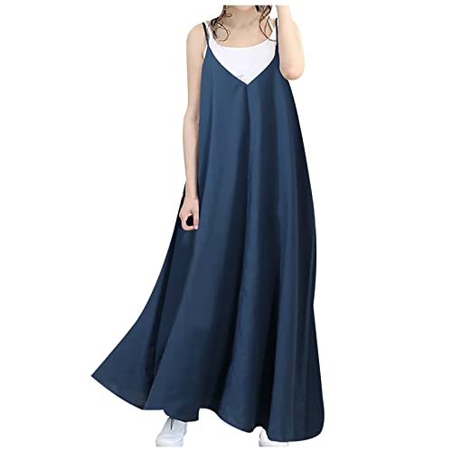 Sumuqi Damen Sommerkleid Sommerkleider Basic Hemdblusenkleid Einfarbig Damen Festlich Bluse Midi Kleider Elegant Frauen Schulterfrei Oberteil Elegantes Frau Boho-Kleid Aben Kleid Blau XXL von Sumuqi