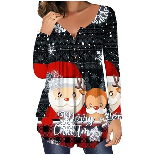 Sumuqi Weihnachtspullover Damen Lustig Shirt Langärmelige Grafik Bluse Casual Langarm Oberteile Longbluse Weihnachts Tshirt Damen Top Ugly Christmas Sweater Meine Bestellungen Anzeigen Schwarz 5XL von Sumuqi