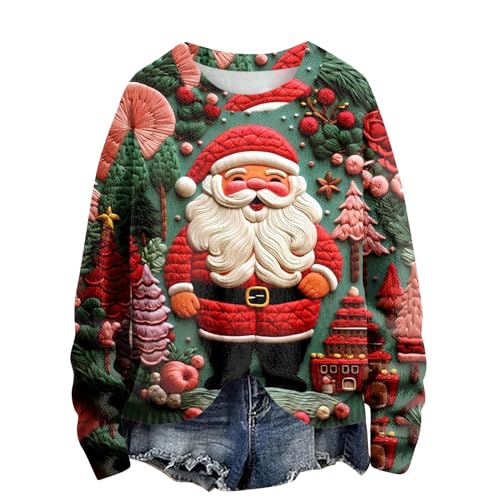 Sumuqi Weihnachtspullover Damen Shirt Langärmlige Tie-Dye Tunika Warmes Langarmshirt Blusen Bluse Weihnachtspullover Damen Lustig Ugly Christmas Sweater Meine Bestellungen Anzeigen Rot L von Sumuqi