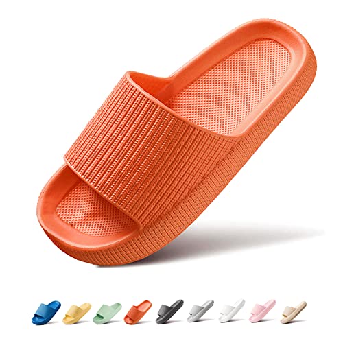 Sumvov Cozislides Original Damen Super Weich Rutschfest Badeschlappen Schlappen Damen Herren Cozy Slides Original Hausschuhe Damen(Orange,34/35) von Sumvov