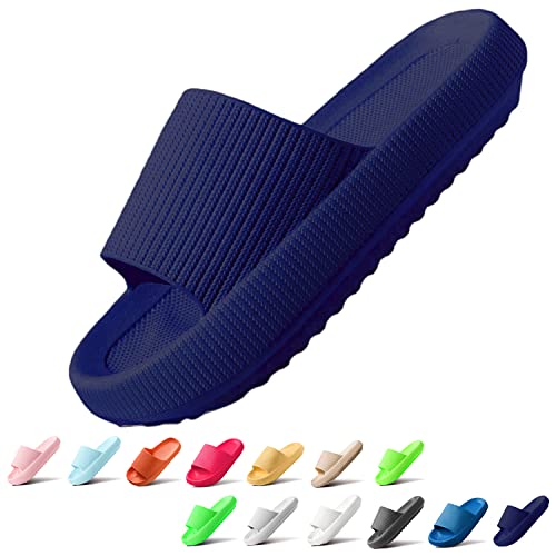 Sumvov Cozyslides Original Damen Schlappen 100% EVA Super Weich Rutschfest Badeschuhe Cozislides Original Hausschuhe Damen,Blau Blätter,40/41 EU von Sumvov