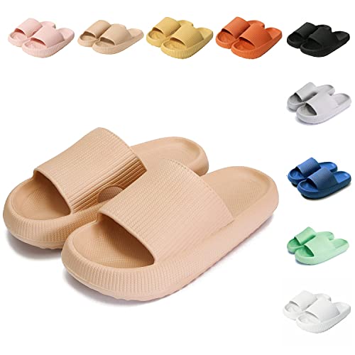 Sumvov Cozyslides Original Damen Schlappen 100% EVA Super Weich Rutschfest Badeschuhe Cozislides Original Hausschuhe Damen Herren,Beige,40/41 EU von Sumvov