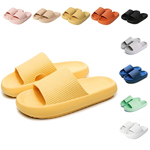 Sumvov Cozyslides Original Damen Schlappen 100% EVA Super Weich Rutschfest Badeschuhe Cozislides Original Hausschuhe Damen Herren,Gelb,44/45 EU von Sumvov