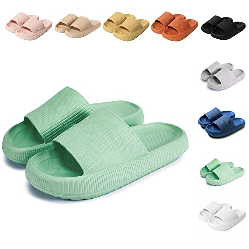 Sumvov Cozyslides Original Damen Schlappen 100% EVA Super Weich Rutschfest Badeschuhe Cozislides Original Hausschuhe Damen Herren,Grün,34/35 EU von Sumvov