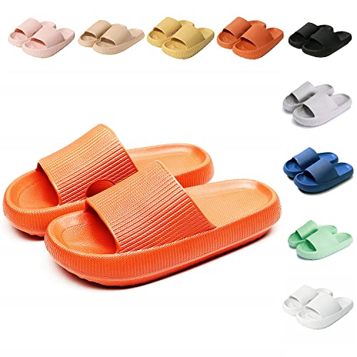 Sumvov Cozyslides Original Damen Schlappen 100% EVA Super Weich Rutschfest Badeschuhe Cozislides Original Hausschuhe Damen Herren,Orange,34/35 EU von Sumvov