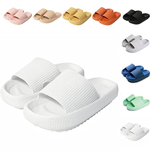 Sumvov Cozyslides Original Damen Schlappen 100% EVA Super Weich Rutschfest Badeschuhe Cozislides Original Hausschuhe Damen Herren,Weiß,34/35 EU von Sumvov