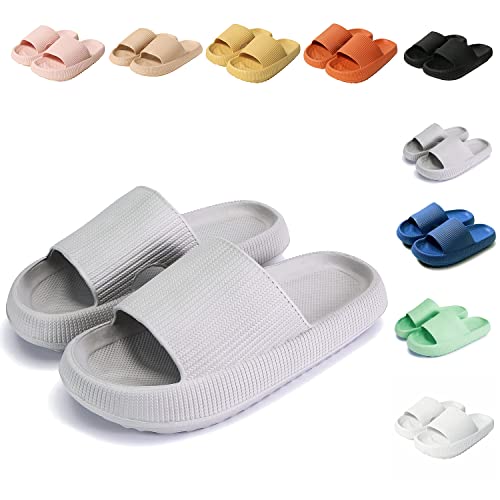 Sumvov Cozyslides Original Damen Schlappen 100% EVA Super Weich Rutschfest Badeschuhe Cozislides Original Hausschuhe Damen Herren,Grau,36/37 EU von Sumvov