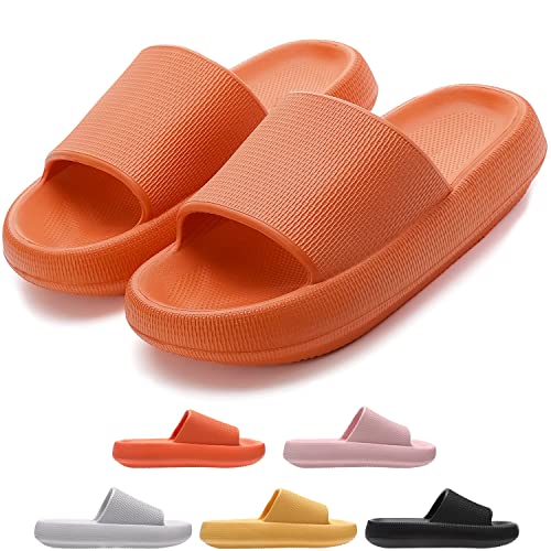 Sumvov Schlappen Wolken Schuhe Damen Cozislides Original Damen Badeschlappen Damen Herren EVA Schlappen Damen Super Weich Rutschfest Hausschuhe(Orange,35-36) von Sumvov