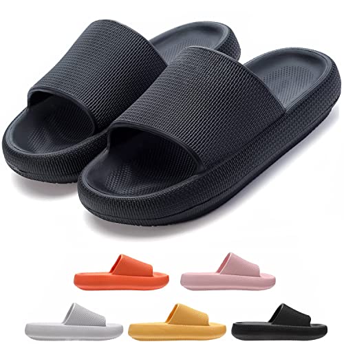 Sumvov Schlappen Wolken Schuhe Damen Cozislides Original Damen Badeschlappen Damen Herren EVA Schlappen Damen Super Weich Rutschfest Hausschuhe(Schwarz,44-45) von Sumvov