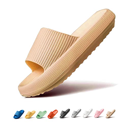 Sumvov Cozislides Original Damen Super Weich Rutschfest Badeschlappen Schlappen Damen Herren Cozy Slides Original Hausschuhe Damen(Beige,36/37) von Sumvov