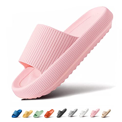 Sumvov Cozislides Original Damen Super Weich Rutschfest Badeschlappen Schlappen Damen Herren Cozy Slides Original Hausschuhe Damen(Rosa,42/43) von Sumvov