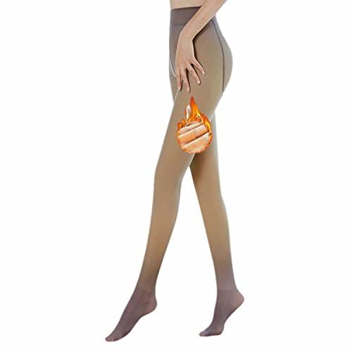 Sumvov Damen Winter Strumpfhosen Thermo S/M/L, Gefälschte Durchscheinend Plüschstrümpfe Pantyhose Wärmende Fleece Strumpfhose (Braun, S) von Sumvov