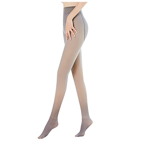 Sumvov Strumpfhosen Damen Strumpfhose Plüschstrümpfe Gefälschte Durchscheinend Pantyhose Wärmende Strumpfhose gefüttert für Frühling und Herbst (Grau-Ohne Fleecefutter, Einheitsgröße) von Sumvov