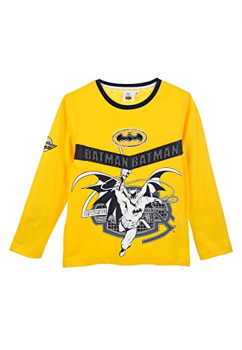 Batman Jungen Langarm-Shirt Longsleeve Oberteil, Farbe:Gelb, Größe Kids:128 von Sun City