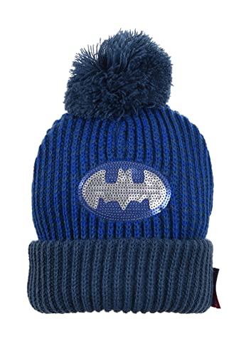 Batman Kinder Jungen Winter-Mütze Bommelmütze (Blau, 52) von Sun City