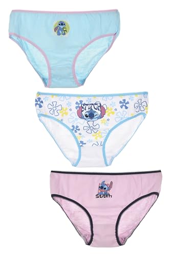 Disney Classics Stitch Slips für Mädchen und Mädchen, Baumwolle, 3 Stück, mehrfarbig, 6-8 Jahre von Sun City