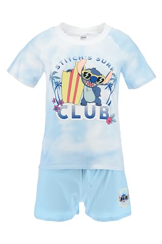 Disney Lilo und Stitch - Stitch Surf Club Pyjama mit kurzen Ärmeln und Shorts aus Baumwolle für Damen, blau, L von Sun City