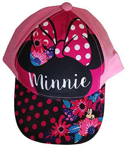 Disney Minnie Maus Baseballmütze Basecap Kappe mit Blumen und Punkten blau-rot, pink-schwarz für Kinder (as3, Numeric, Numeric_54, pink-schwarz) von Sun City