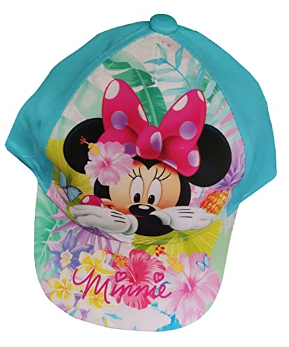 Disney Minnie Maus Kappe Basecap Mütze für Kinder Minnie Tropic Blumen, pink türkis für Kinder, Mädchen und Jungen (as3, Numeric, Numeric_50, türkis) von Sun City