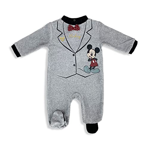 Disney Strampler für Neugeborene, Mickey Mouse Pyjama aus Samt für Kinder 4825, grau, 12 Monate von Sun City