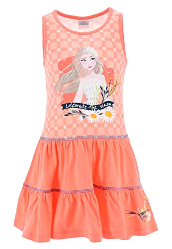 Frozen - Die Eiskönigin ELSA Kinder Mädchen Kleid Träger-Kleid Sommer-Kleid, Farbe:Apricot, Größe Kids:104 von Sun City