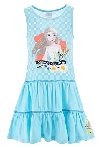 Frozen - Die Eiskönigin ELSA Kinder Mädchen Kleid Träger-Kleid Sommer-Kleid, Farbe:Blau, Größe Kids:110 von Sun City