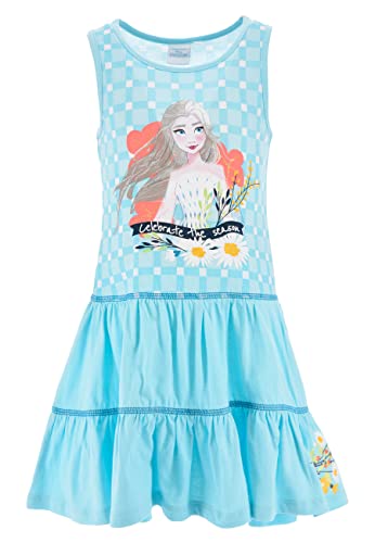 Frozen - Die Eiskönigin ELSA Kinder Mädchen Kleid Träger-Kleid Sommer-Kleid, Farbe:Blau, Größe Kids:116 von Sun City