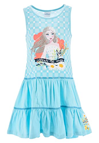 Frozen - Die Eiskönigin ELSA Kinder Mädchen Kleid Träger-Kleid Sommer-Kleid, Farbe:Blau, Größe Kids:128 von Sun City