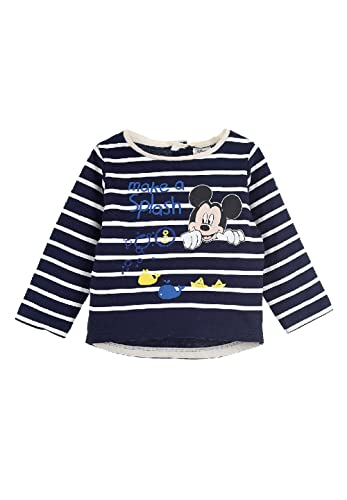 Mickey Mouse Baby Jungen Langarm T-Shirt Longsleeve, Farbe:Dunkel-Blau, Größe Kids:68 von Sun City