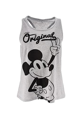 Mickey Mouse Damen Top Shirt ärmellos, Farbe:Grau, Größe Damen:L von Sun City