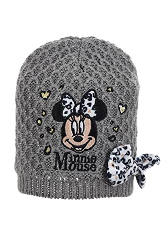 Minnie Mouse Baby Mädchen Winter-Mütze Strick-Mütze mit Schleife (Grau, 50) von Sun City