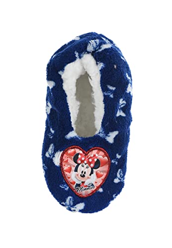 Sun City Minnie Mouse Winter Hausschuhe Pantoffeln Fleece warm gefüttert Gumminoppen (25/26, Blau, numeric_25) von Sun City