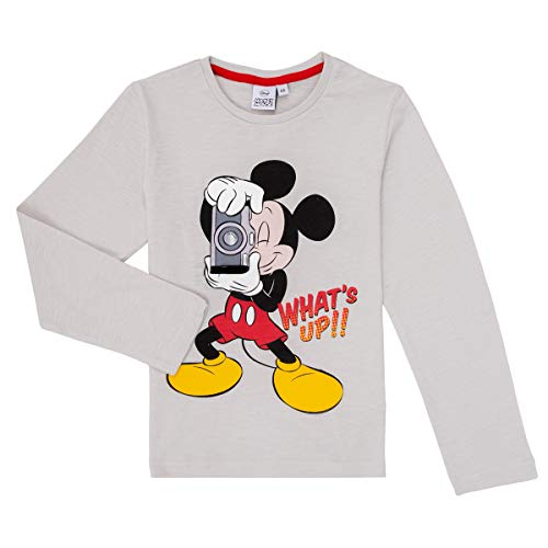 Offizielles Disney Mickey Mouse T-Shirt für Kinder, Langarm, Original 4068, Grau 4 Jahre von Sun City