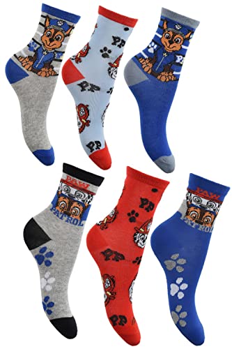 PAW PATROL Socken Set 6 Paar Kindersocken Kinder Strümpfe für Jungen + Mädchen Kniestrümpfe Gr. 23 24 25 26 27 28 29 30 31 32 33 34 (23/26) von Sun City