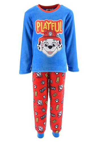 Paw Patrol Marshall Kinder Fleece Schlafanzug Jungen Pyjama Langarm Shirt + Schlafhose, Farbe:Blau, Größe Kids:104 von Sun City