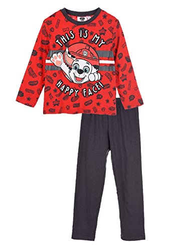 Paw Patrol Marshall Kinder Jungen Schlafanzug Pyjama Langarm-Shirt + Schlaf-Hose (Rot, 98) von Sun City