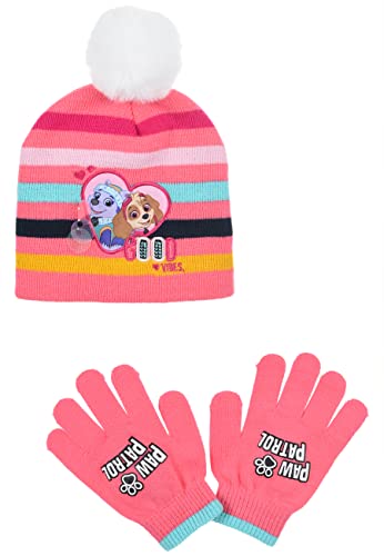 Paw Patrol Skye Everest Kinder Winter Set 2 tlg. Mütze & Handschuhe Mädchen, Farbe:Rosa, Größe:54 von Sun City