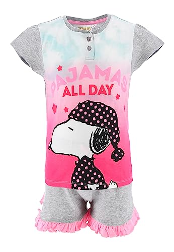 Peanuts Snoopy Mädchen Pyjama Kurzarm Schlafanzug, Farbe:Grau, Größe Kids:116 von Sun City