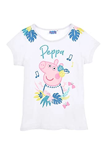 Peppa Wutz Pig Aloha T-Shirt Kinder Mädchen Kurzarm-Shirt Oberteil (116, Weiß) von Sun City