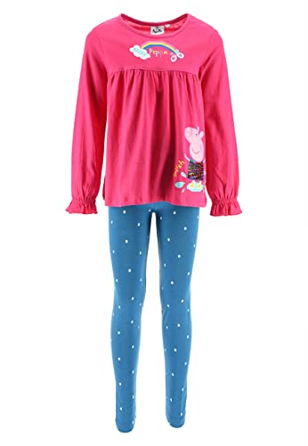 Peppa Wutz Pig Kinder Set Mädchen Langarmshirt Langarm T-Shirt + Leggings, Farbe:Pink, Größe Kids:110 von Sun City