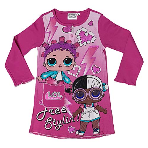 SUN CITY LOL Surprise Nachthemd für Mädchen, langarm, aus Baumwolle 3332, Pink 9 Jahre von SUN CITY