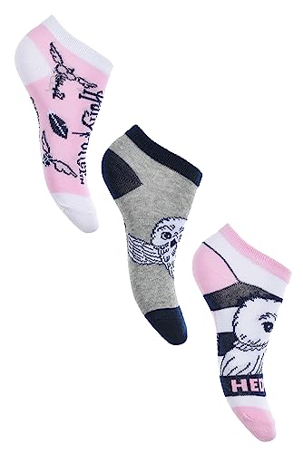Set mit drei Paar Socken Harry Potter Hedwig Mädchen Baumwolle Größen 23 bis 34, türkis, 27-30 von Sun City