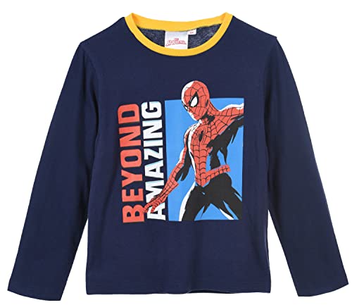 Spider-Man Kinder Jungen Langarmshirt Longsleeve Langarm T-Shirt, Farbe:Dunkel-Blau, Größe Kids:128 von Sun City